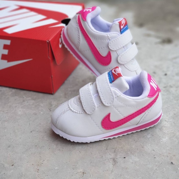 sepatu nike cortez anak atau bayi perekat - putih merah