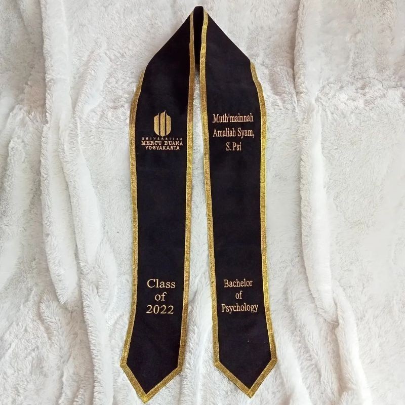 Selempang Wisuda (1HARI JADI) SELEMPANG KALUNG 3 BARIS BORDIR / 3 LETAK BORDIR, Selempang bordir sel