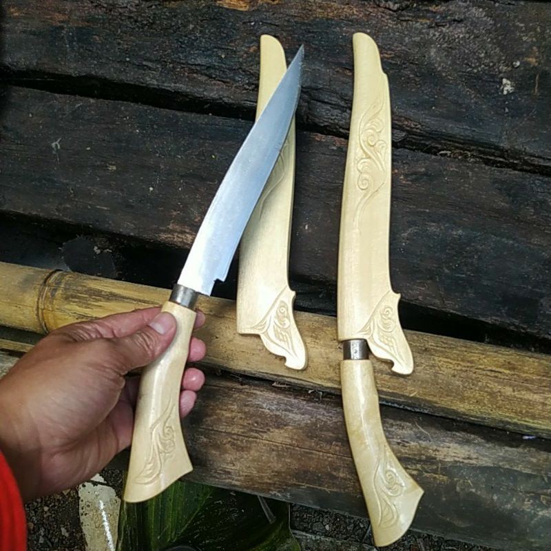 Pisau Dapur  Serbaguna Baja  Ukir Kayu Kopi