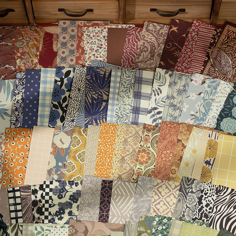 

60 Sheets/box Textured Material Paper Retro Vintage Classic Patterns Artistic Junk Journal Decoupage Paper Scarpbooking Supplies