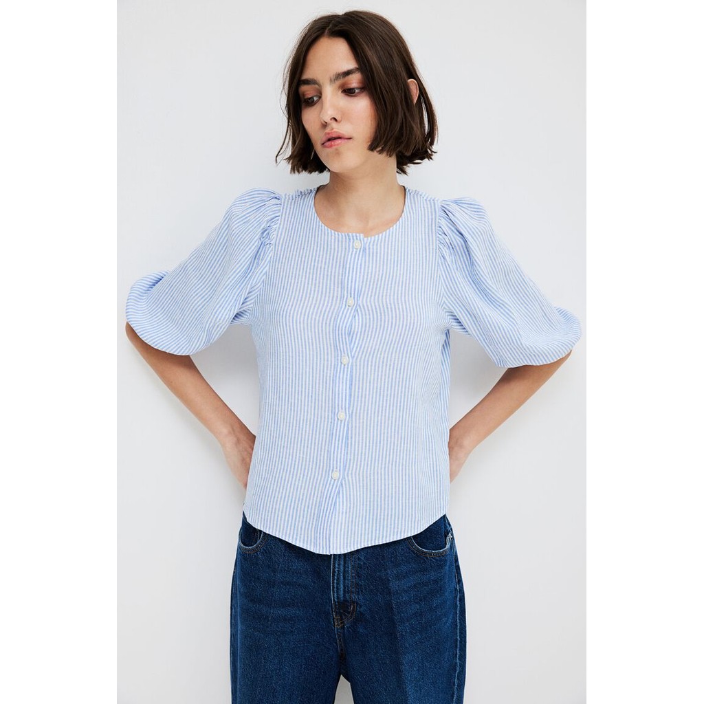 H&M Wanita Blus Campuran Linen