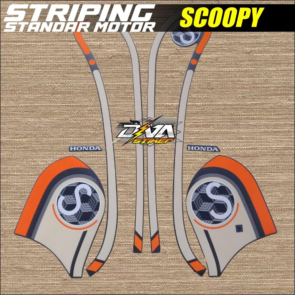 stiker striping motor honda scoopy 2021 cream list body standar terbaik termurah