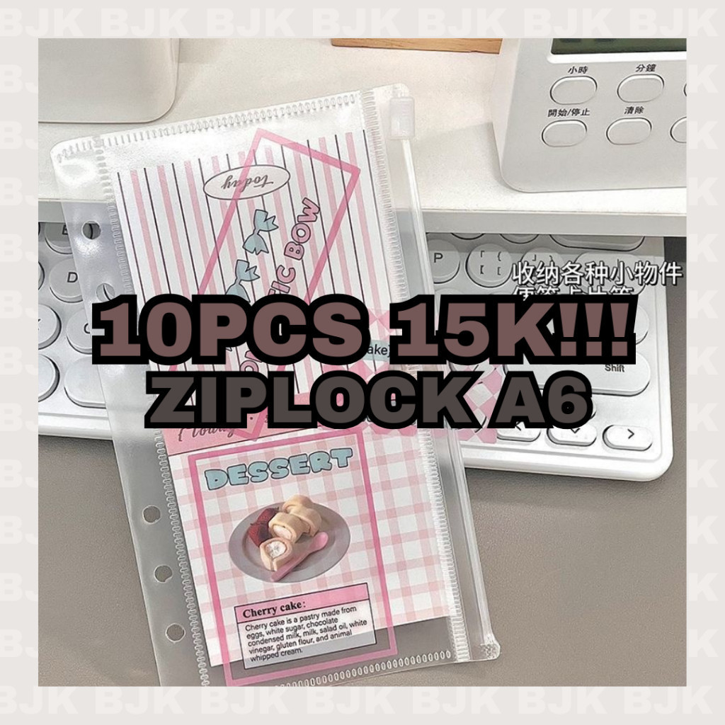 

10 PCS Ziplock PVC Binder A6 - Ziplock Binder Savings - A6 Bening PVC Tahan Air Lepas Tas Pengikat Ritsleting File Folder Saku Isi Ulang Amplop 6 Lubang Notebook Planner Aksesoris - Lengan Ziplock [BUJOYUK]