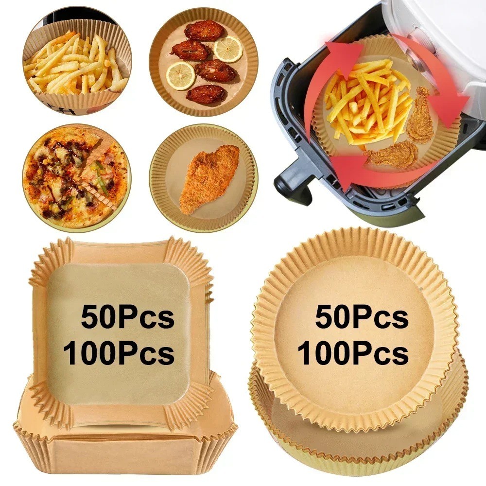 50/100Pcs Air Fryer Disposable Paper Non-Stick Airfryer Baking Papers Round Air-Fryer Paper Liners P