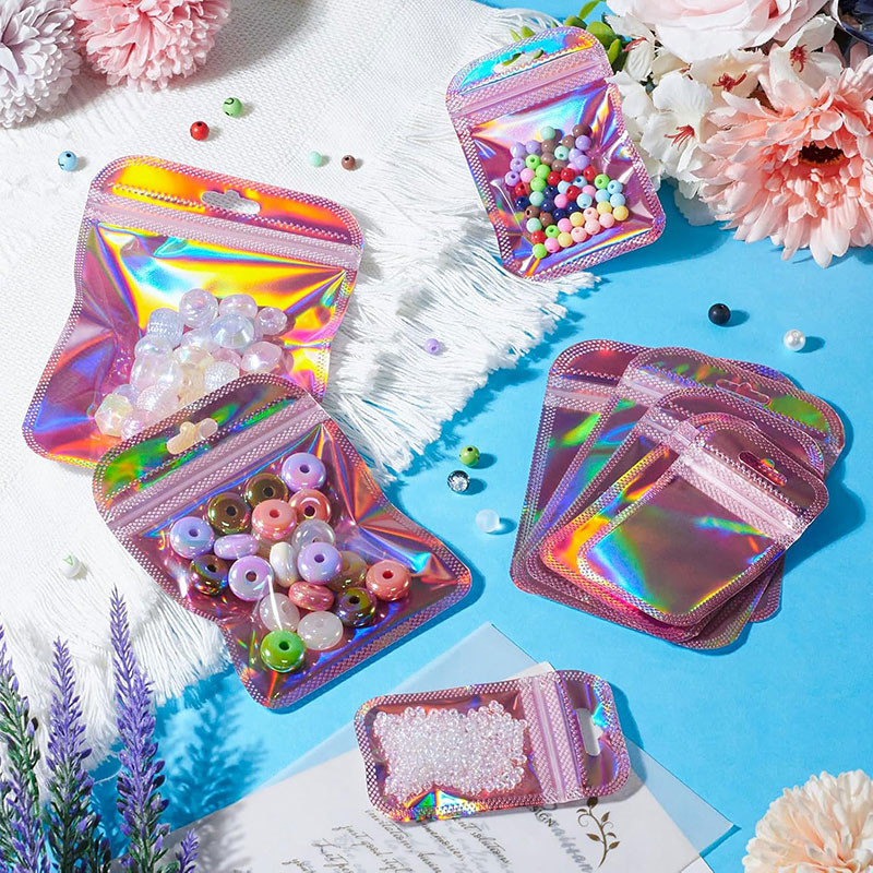 

20/30/50pcs Iridescent Laser Ziplock Bags - Resealable OPP Pouches for Jewelry, Gift Wrapping & Retail Packaging
