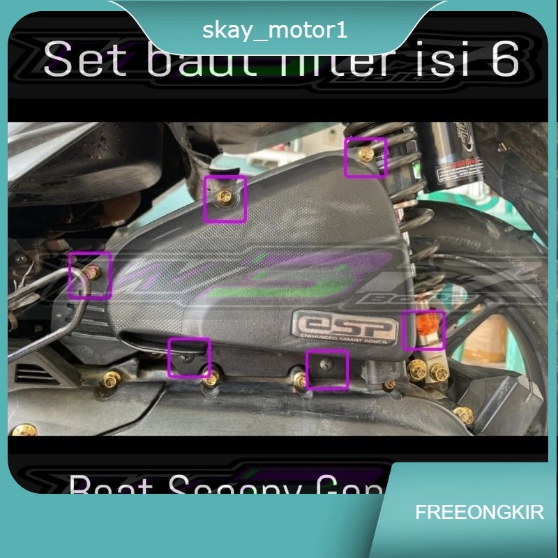 Set baut probolt box filter udara bok hawa beat fi esp street LED karbu Scoopy Genio Vario 110 stain