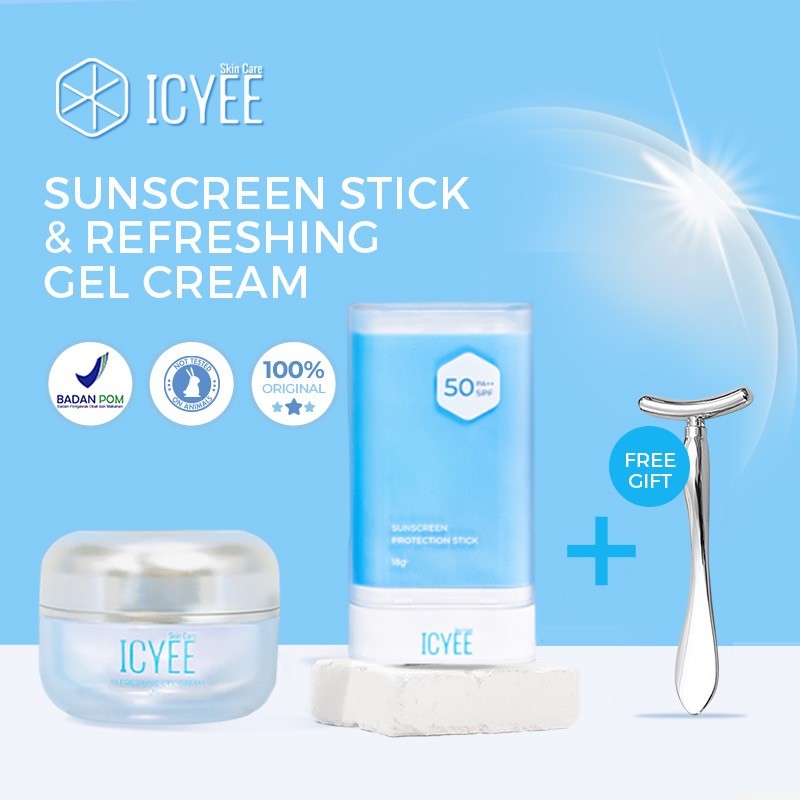[BUNDLE] ICYEE Set Skincare Perawatan Kulit Anti Kusat Sunscreen Protection Stick SPF50 PA++ 18g Dan