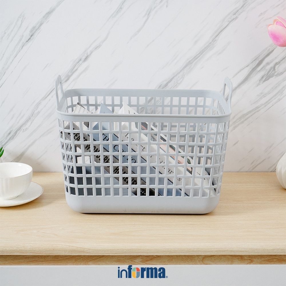 Informa 33x23.5x25.2 cm Wilio Keranjang Penyimpanan Dengan Tutup - Abu-Abu Storage Basket Kotak Peny