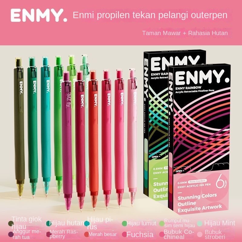 

ENMY Rainbow Outline Pen - Spidol Akrilik Tekan Anti Luntur Ultra Tipis untuk Manga Journaling Ilustrasi