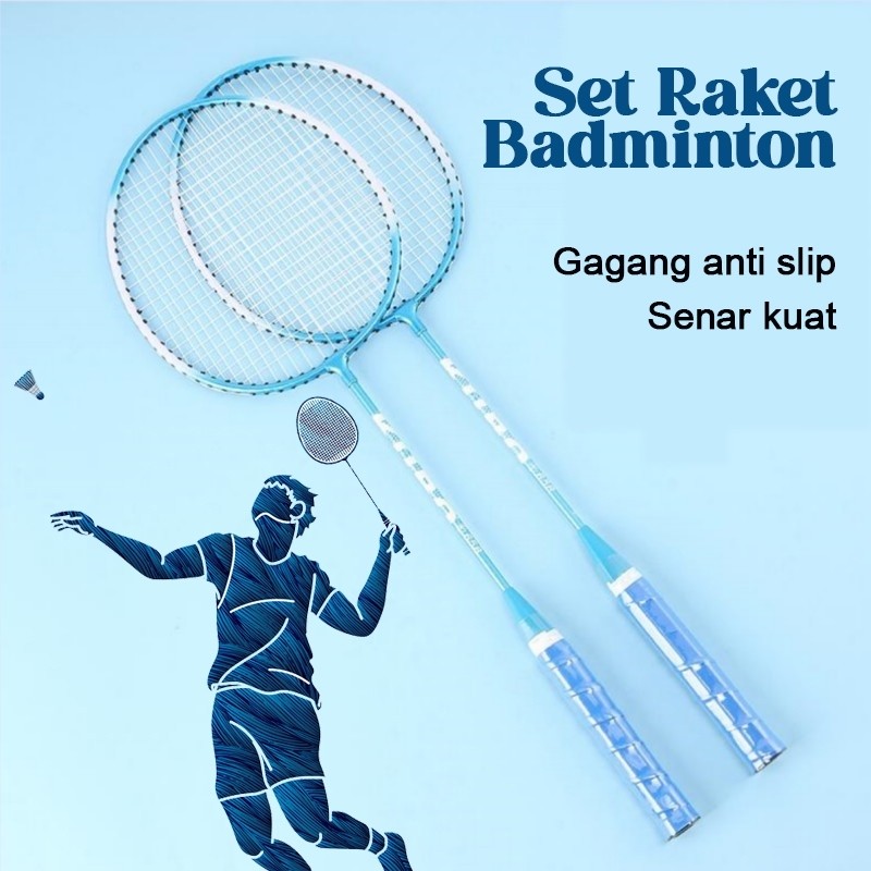 Raket Badminton Set 2 Pcs Raket Bulutangkis Bonus Tas & Dus Packing