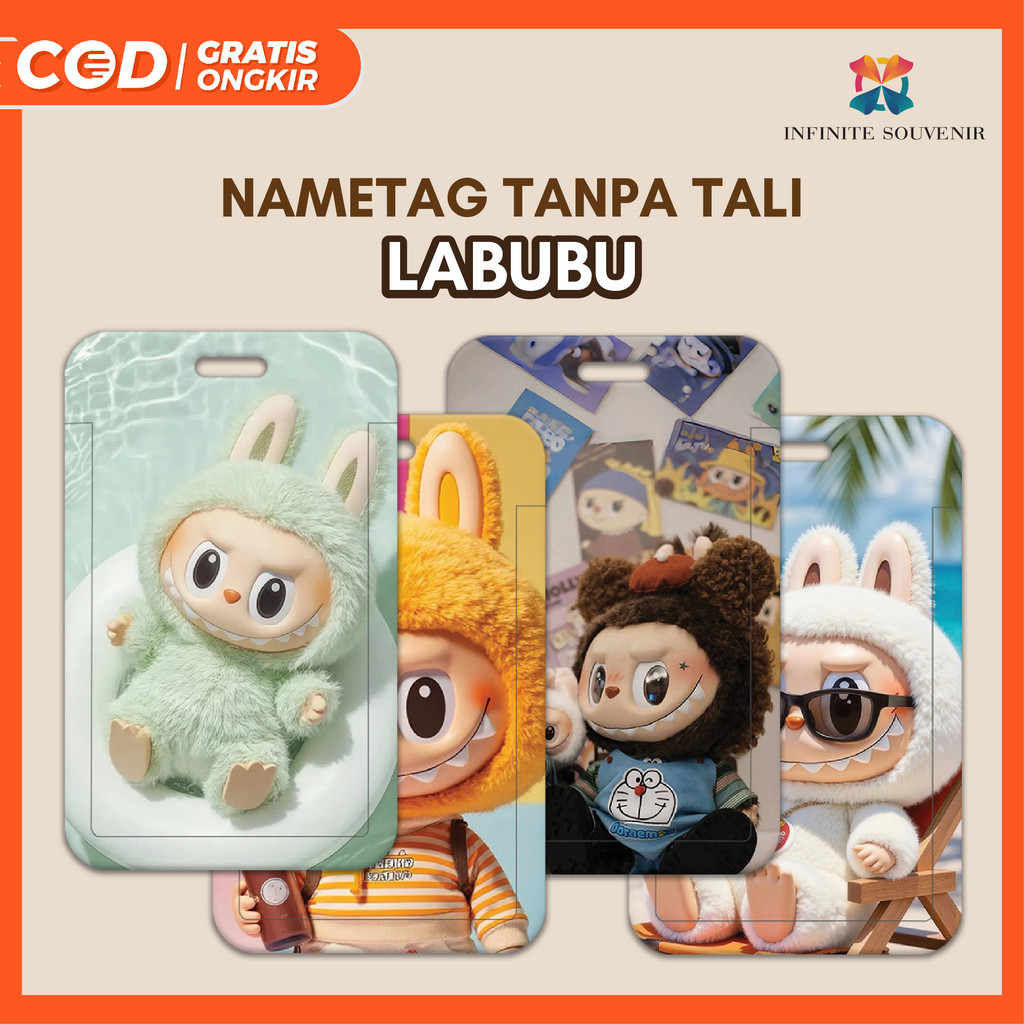 

(N009) LABUBU ID Card Holder / Nametag Tanpa Tali Lanyard Muat 2 Kartu