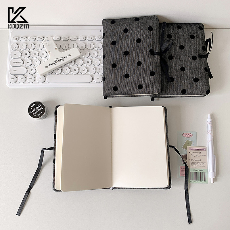 

Black Soft Cover Ins Style Notebook Polka Dot Soft Foam Notebook Minimalist Handbook Journal Book Lanyard Notebook