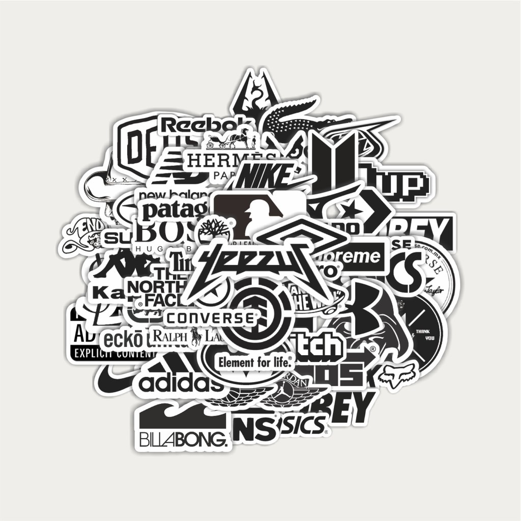 

Sticker Pack Stiker Random Logo Brand Black & White Versi 6 | Sticker TUMBLR | Stiker LAPTOP KOPER HELM