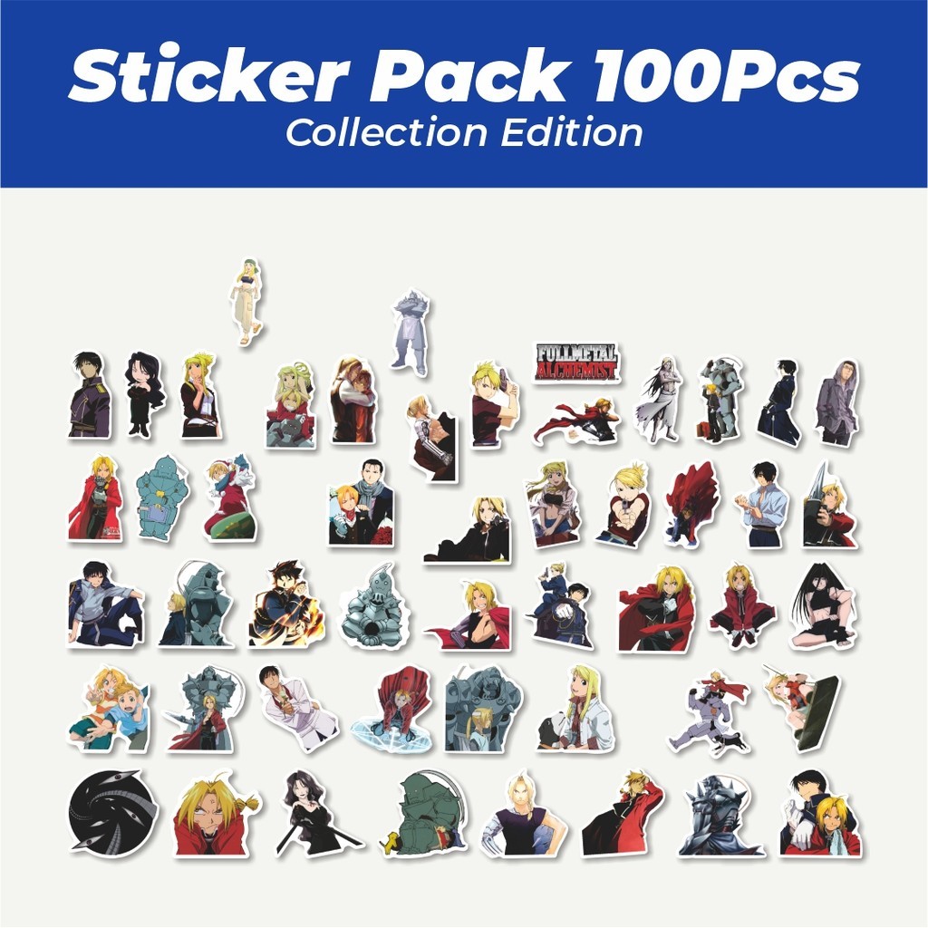 

Hot Sticker Anime Fullmetal Alchemist (Hagane no Renkinjutsushi) Lucu Anti Air Stikers Berperekat Waterproof Sticker Decal Buat Motor Helm Buku Journal Koper Casing HP Laptop Botol Minum