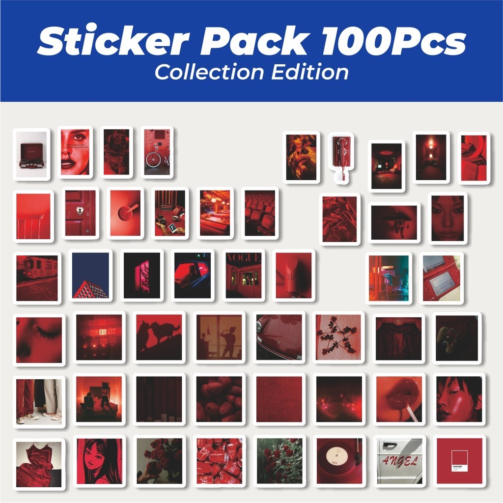 

Hot Stiker Red Tone Color Aesthetic INS Style Lucu Anti Air Stikers Berperekat Waterproof Sticker Decal Buat Motor Helm Buku Journal Koper Casing HP Laptop Botol Minum