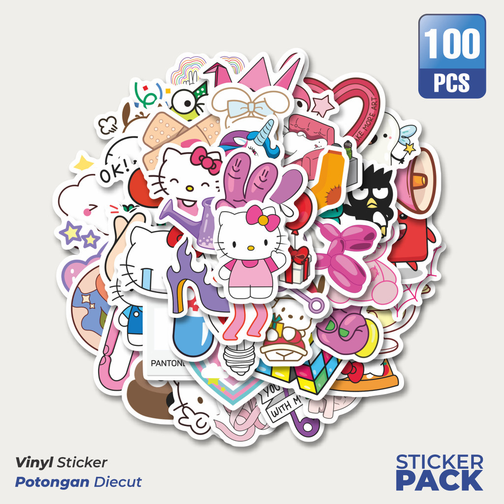 

100 PCS STIKER Noob Pack Stiker Random V4 Waterproof Aesthetic- Untuk Laptop, Motor, dan Helm - Paper Stationery Pack