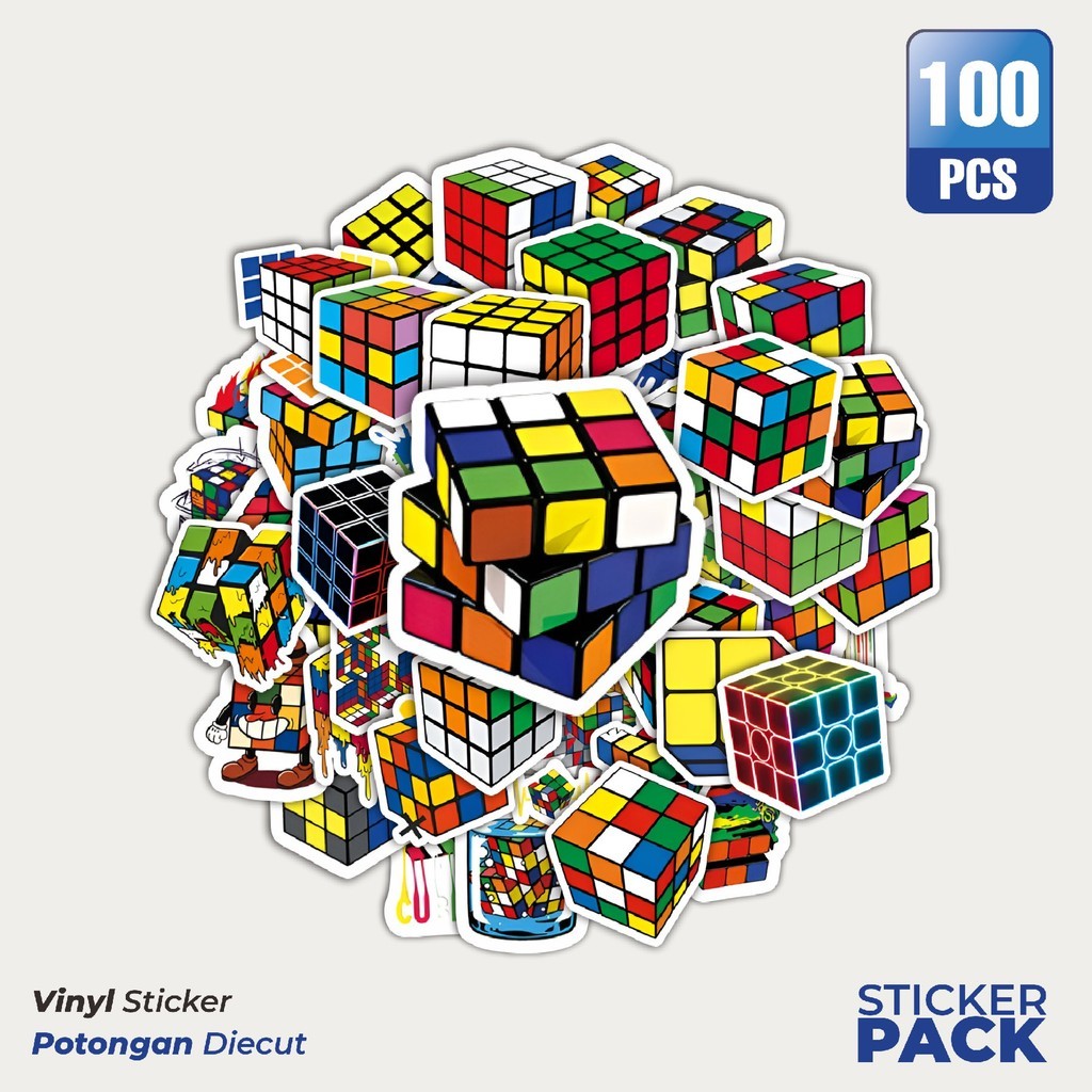 

MURAH 100 PCS Stiker Rubik Balok Waterproof Aesthetic- Untuk Laptop, Motor, dan Helm - Paper Stationery Pack