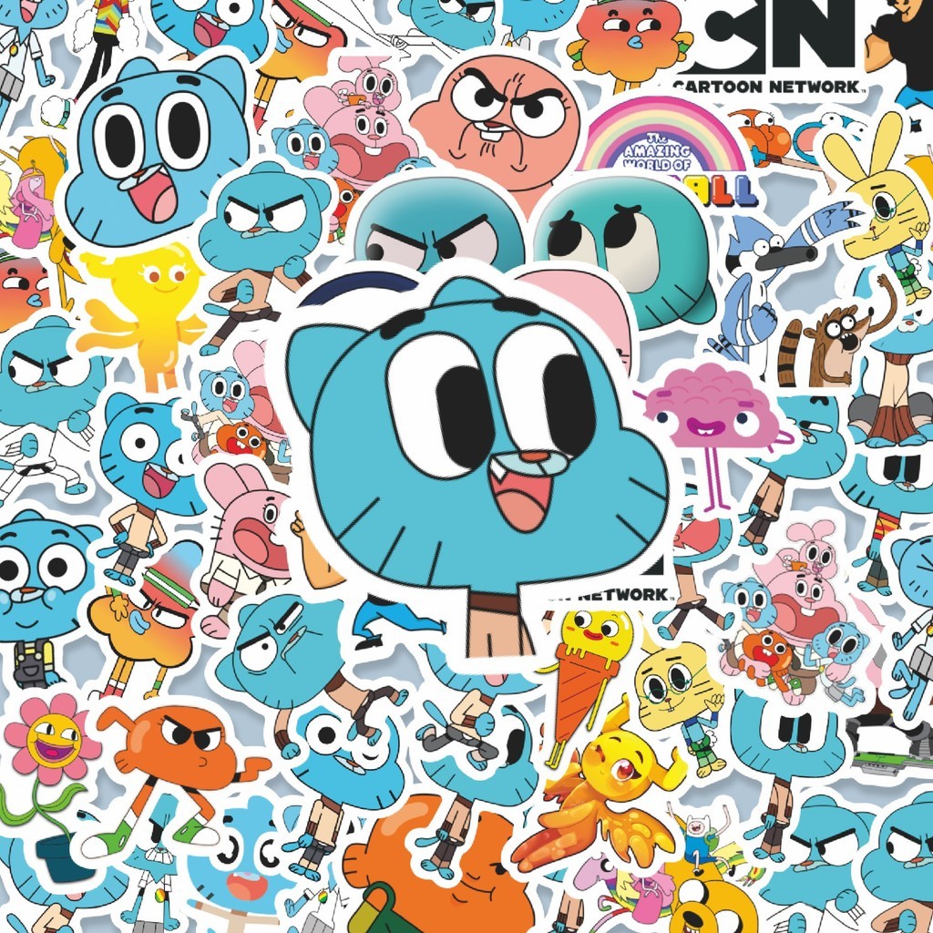 

100PCS Lucu Sticker Kartun The Amazing World of Gumball Stiker Aesthetic Stiker Anti Air Stikers Berperekat Waterproof sticker decal buat Motor Helm Buku Journal Koper Casing HP Laptop Botol Minum Hadiah anak