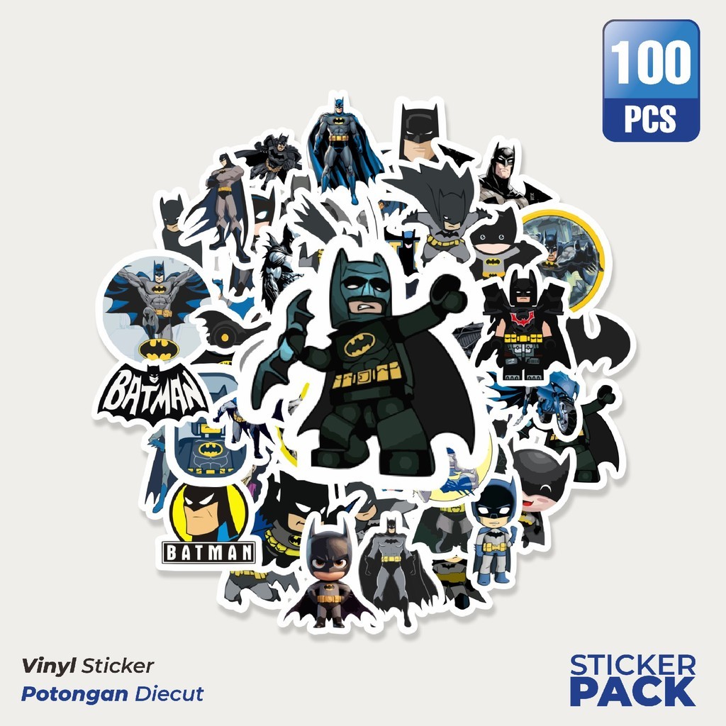 

MURAH 100 PCS Stiker Kartun Batman Waterproof Aesthetic- Untuk Laptop, Motor, dan Helm - Paper Stationery Pack