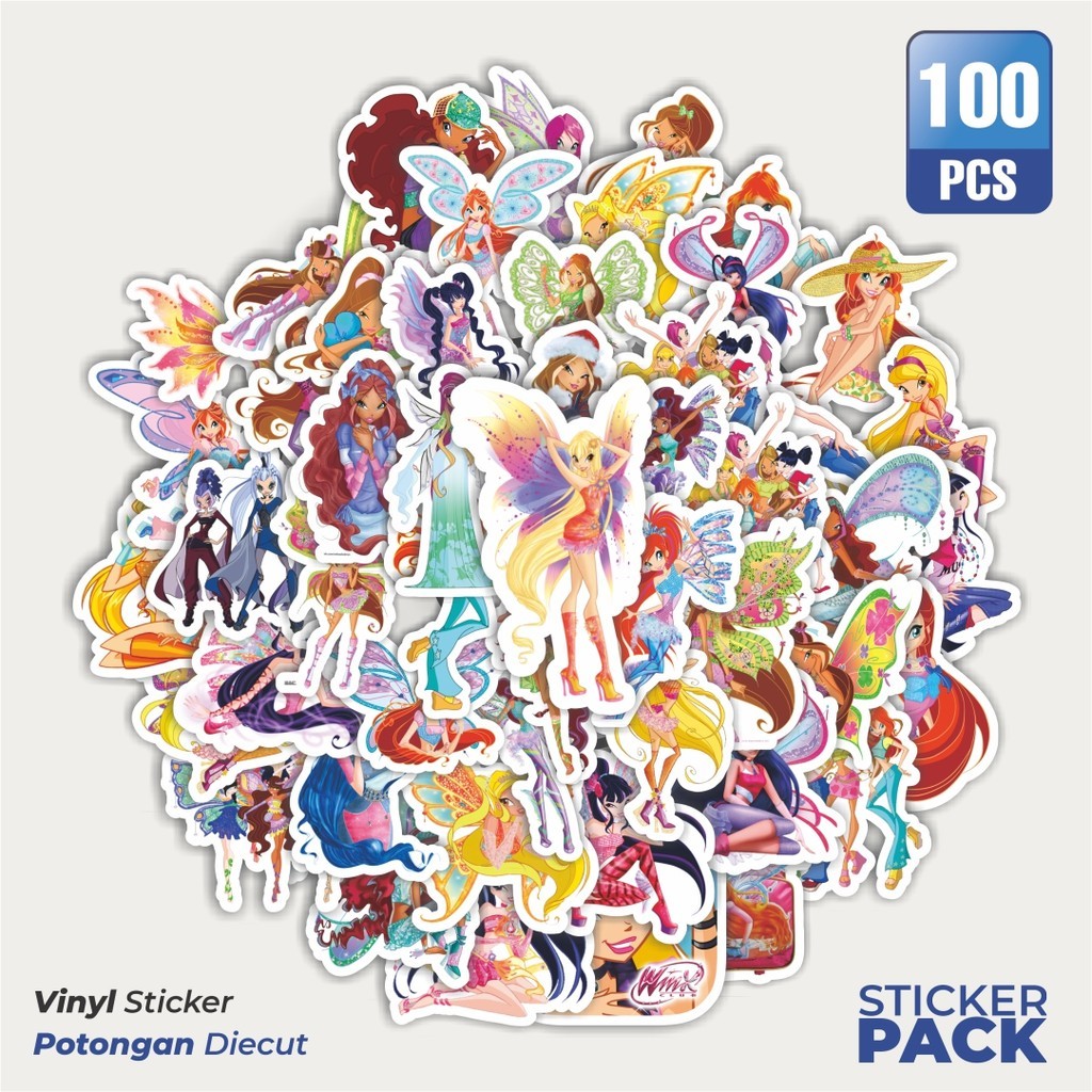

MURAH 100 PCS Stiker Kartun Winx Club Waterproof Aesthetic- Untuk Laptop, Motor, dan Helm - Paper Stationery Pack
