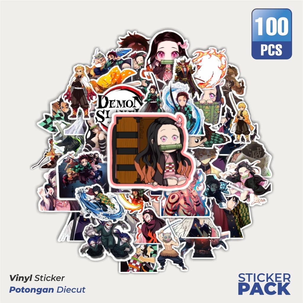 

Stiker Vinyl Stiker Anime Demon Slayer Waterproof Aesthetic- Untuk Laptop, Motor, dan Helm - Paper Stationery Pack