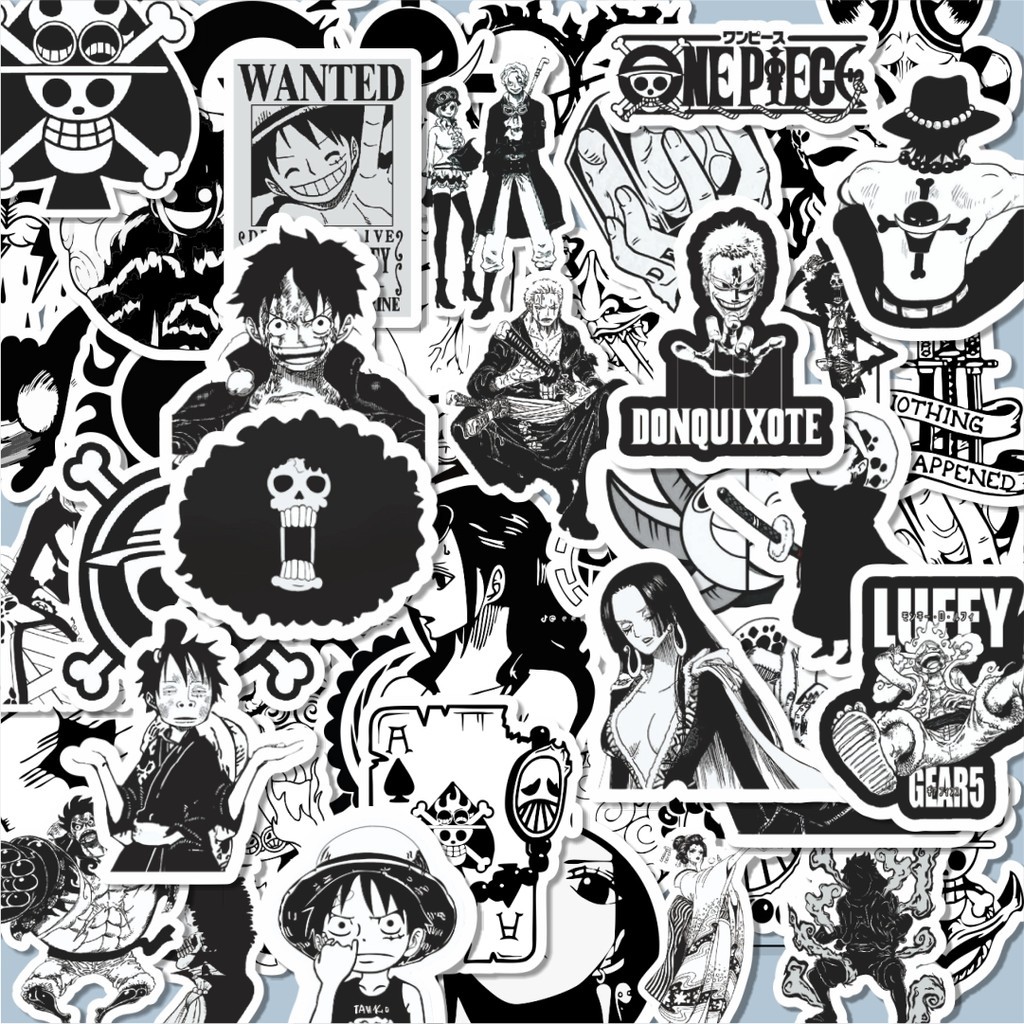 

100PCS Lucu Stiker Anime One Piece Black & White Versi 12 Stiker Aesthetic Stiker Anti Air Stikers Berperekat Waterproof sticker decal buat Motor Helm Buku Journal Koper Casing HP Laptop Botol Minum Hadiah anak
