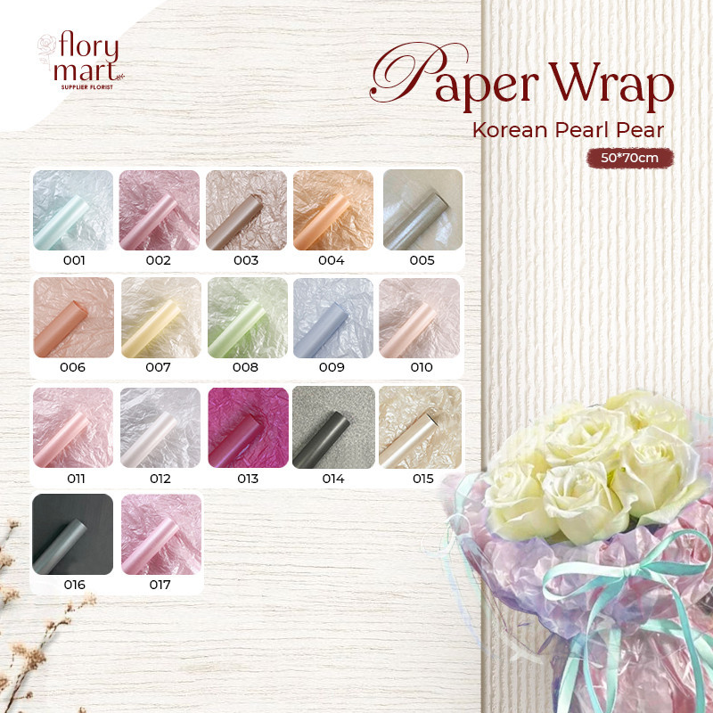 

Kertas Cellophane Buket Bunga Korean Pearl Pear Glossy Flower Wrapping Papper Tissue | Flory Mart