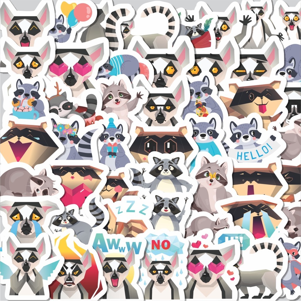 

Stiker Cutting Pack Hewan Rakun Isi 100Pcs Series Aesthetic Lucu Keren Untuk Koper Bahan Vynil