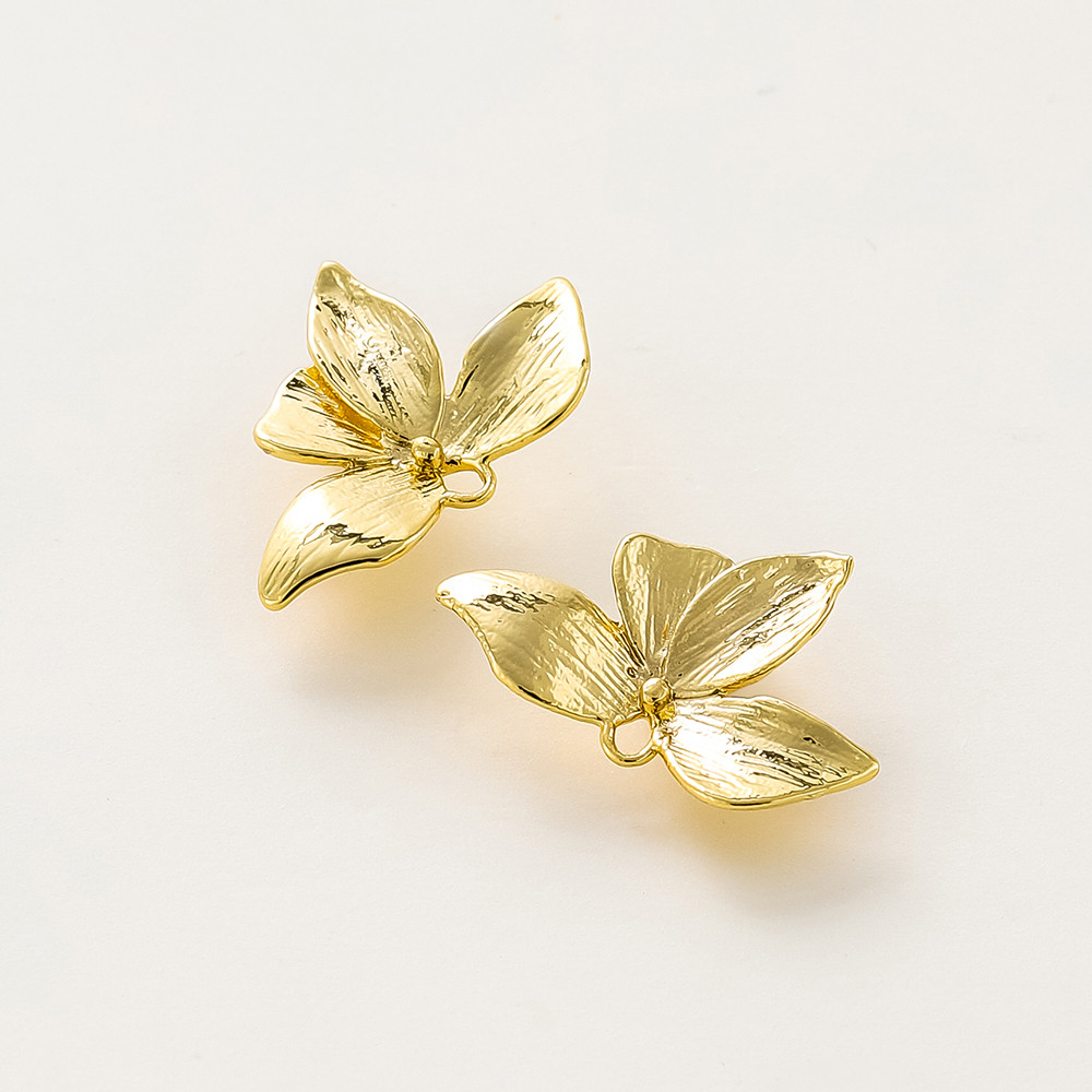 

6Pcs Dainty Pendant Accessories 14K/18K Gold Color Silver Plated Brass Leaf Earrings Charms for DIY Jewelry Making Supplies