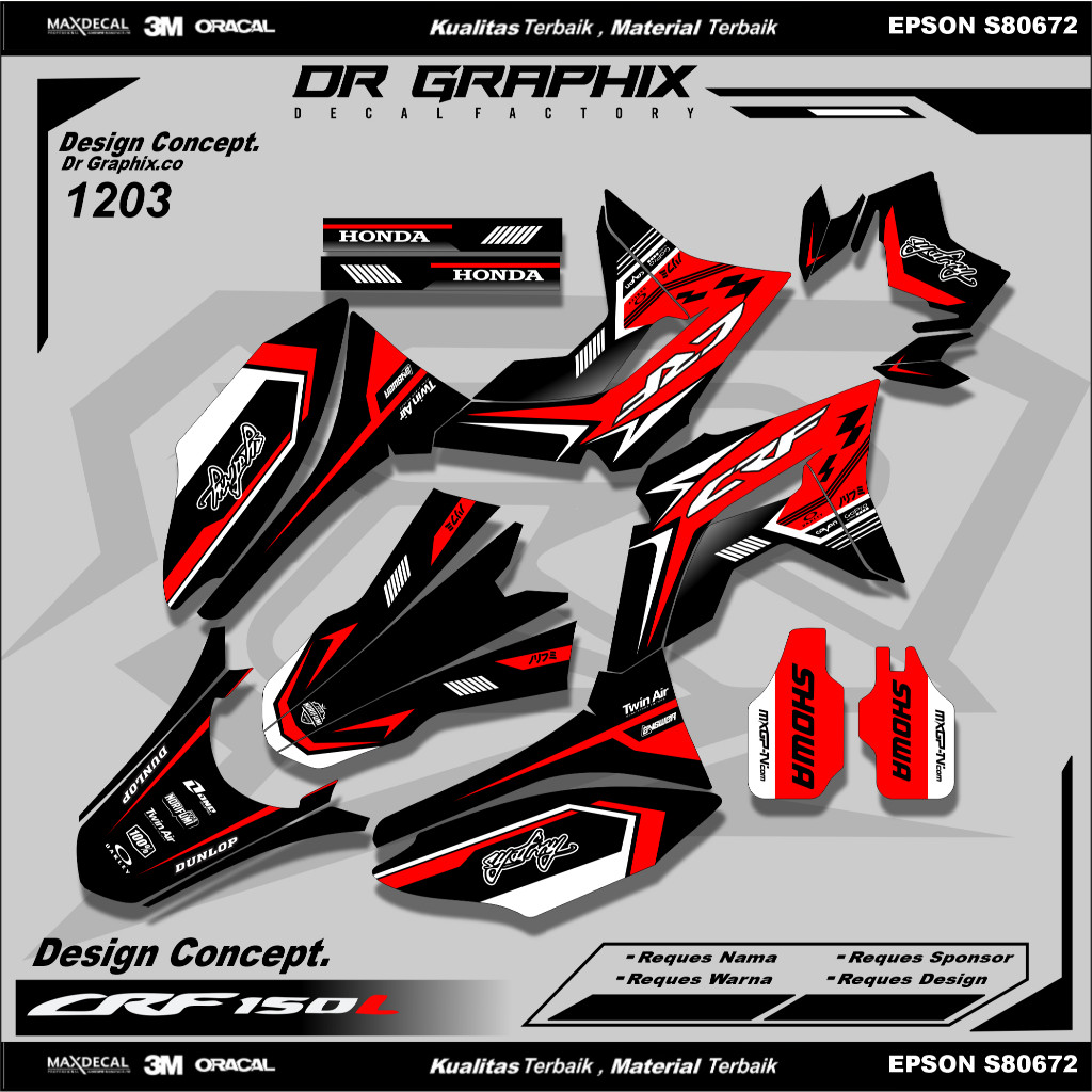 Decal FullBody CRF 150 Variasi Aksesoris Supermoto Sticker ALL CUSTOM