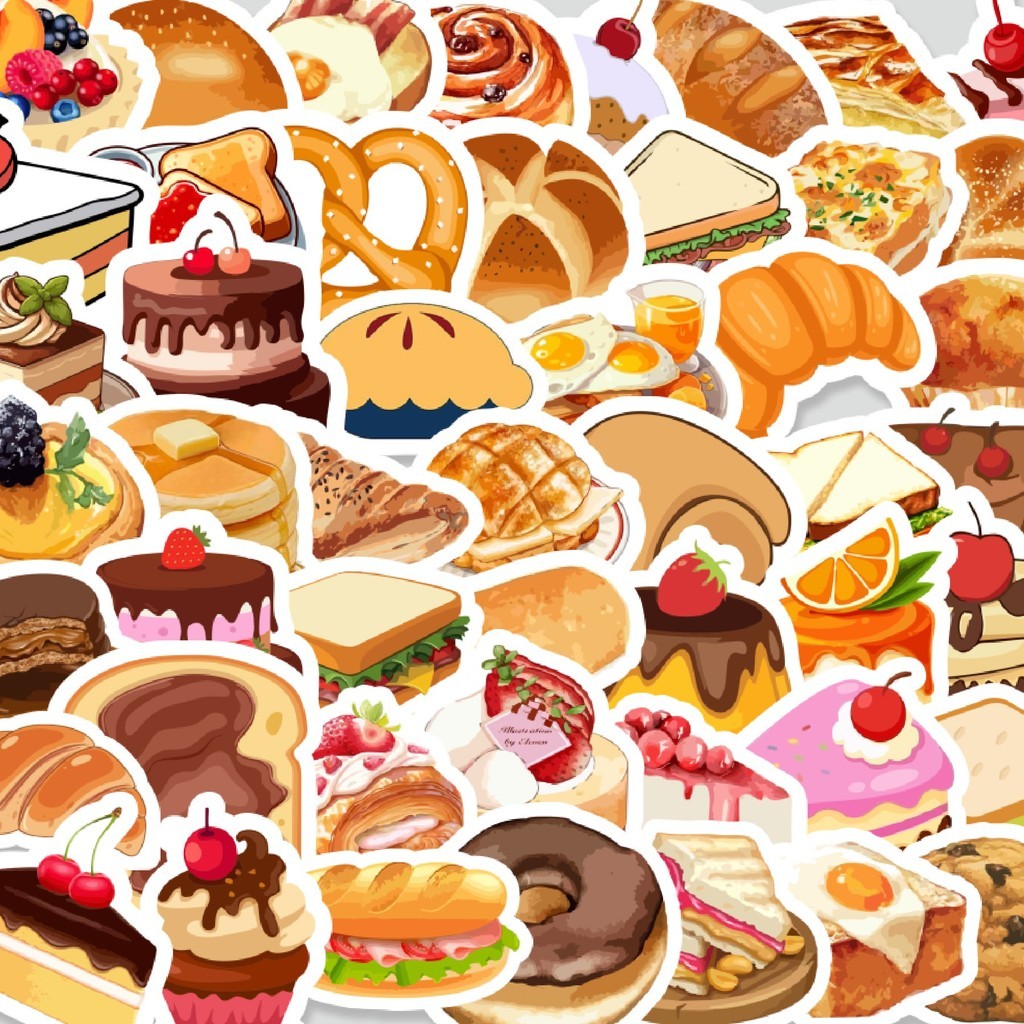 

Stiker Cutting Pack Stiker Dessert Kue Makanan Manis Isi 100Pcs Series Aesthetic Lucu Keren Untuk Koper Bahan Vynil