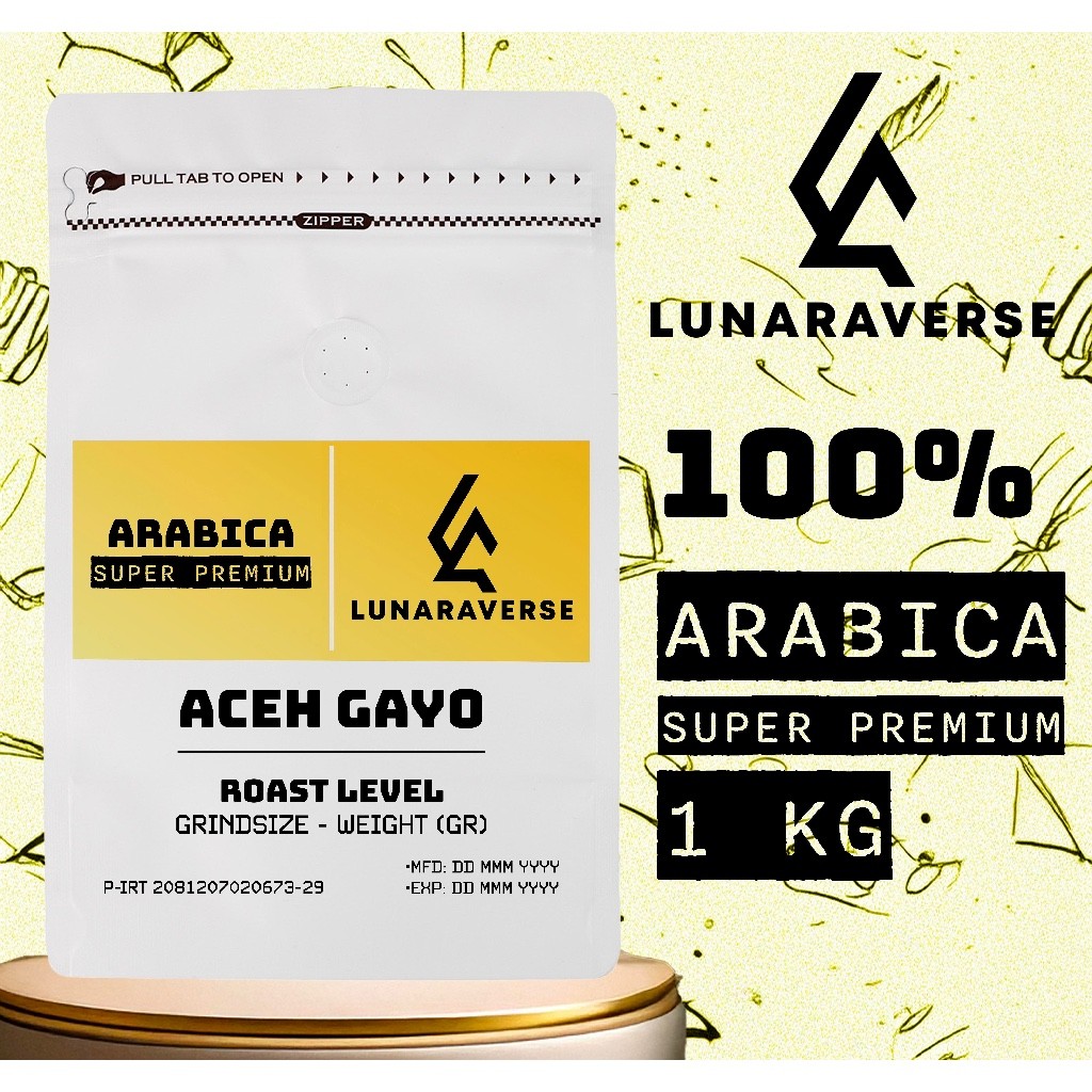 

Lunaraverse Biji Kopi / Bubuk Arabika 1kg - Super Premium Arabica Aceh Gayo Coffee 1 kg