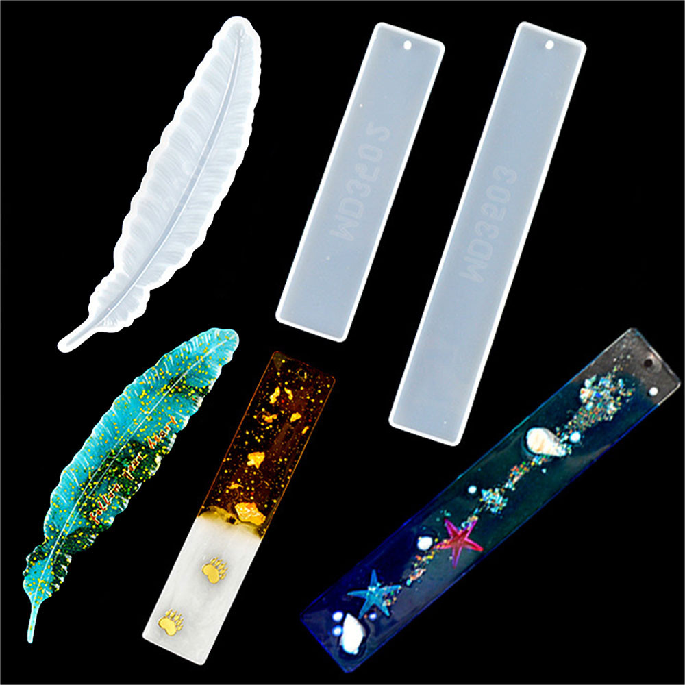 

1PC Pick Rectangle Feather Instrument Shape Silicone Bookmark Resin Mold For Making Epoxy Resin Jewelry DIY Crafts Transparent