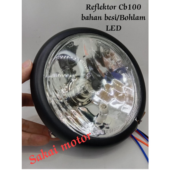 Lampu depan Head lamp Cb 100 / Reflektor cb100 bahan besi Bohlam LED