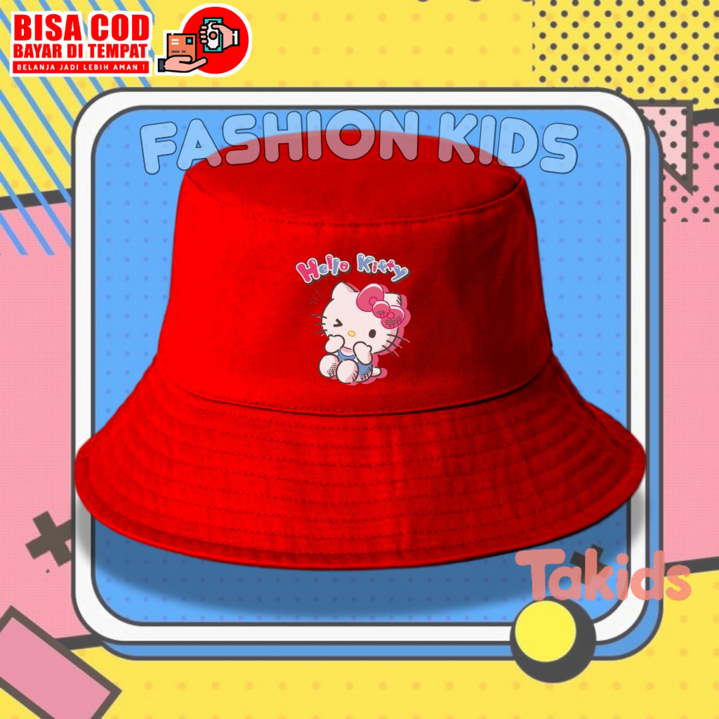 Topi Bucket Anak Hello Kitty Lucu