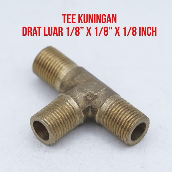 YOLO Tee T Cabang 3 Arah Drat Luar 1/8” x 1/8 x 1/8 inch Nepel Nipel Nipple Kuningan Sambungan Pipa 