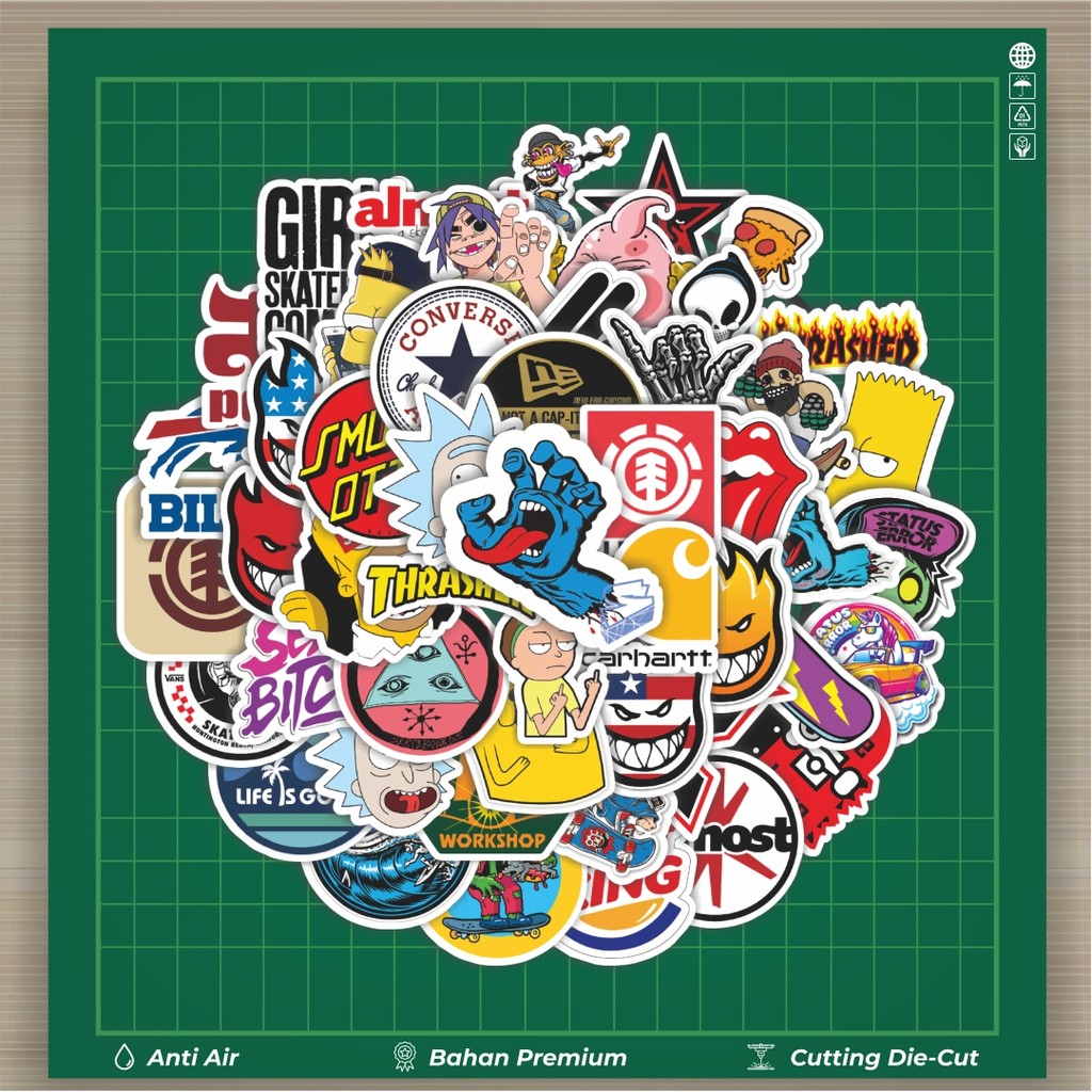 

HOT 50 PCS STIKER Stiker Logo Skateboard versi 1 Stiker Fashion Cars Decal Dingin Kartu Album Custom Vinyl Anti Air- Sticker Aesthetic Buku Journal Koper Casing HP Tablet Laptop Helm Motor Botol Minum