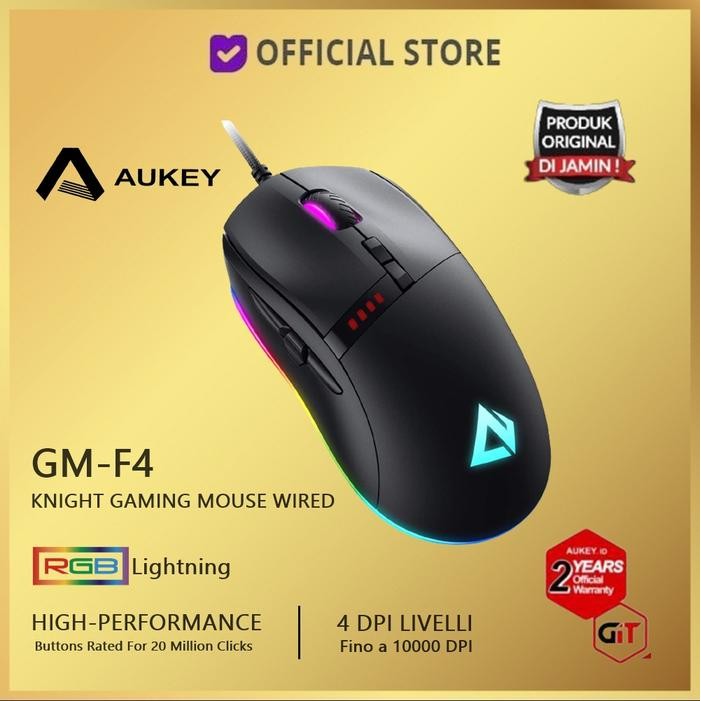 Aukey GM-F4 Knight Gaming Mouse RGB Wired with 10000 DPI GMF4 F4