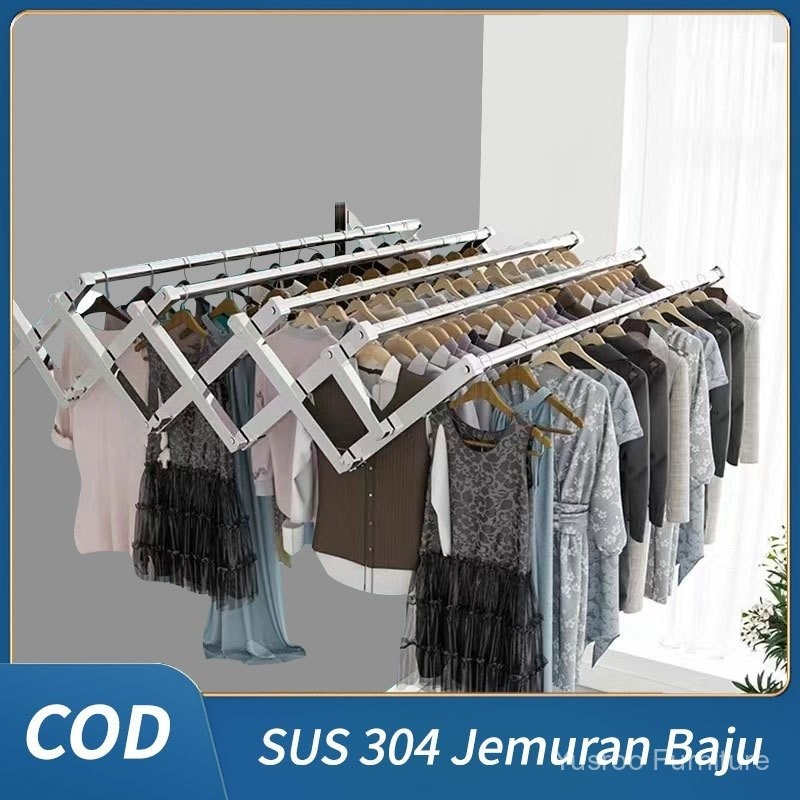 YSR Jemuran Dinding Stainless 304 Lipat - Gantungan Baju Kuat 20kg - Anti Karat & Hemat Ruang (120