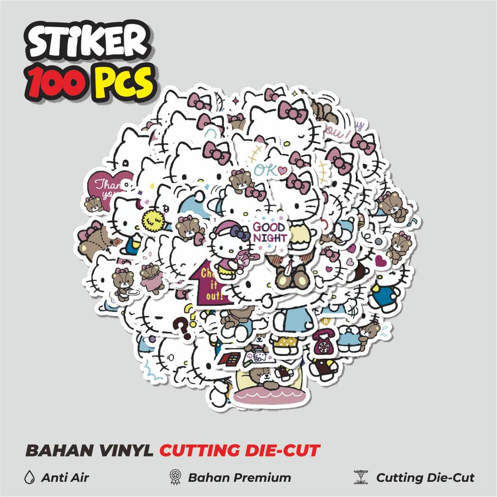 

Terbaru! 50 pcs Stiker Hello Kitty V1 Dekorasi Lucu Kreatif untuk Notebook, Skateboard, HP