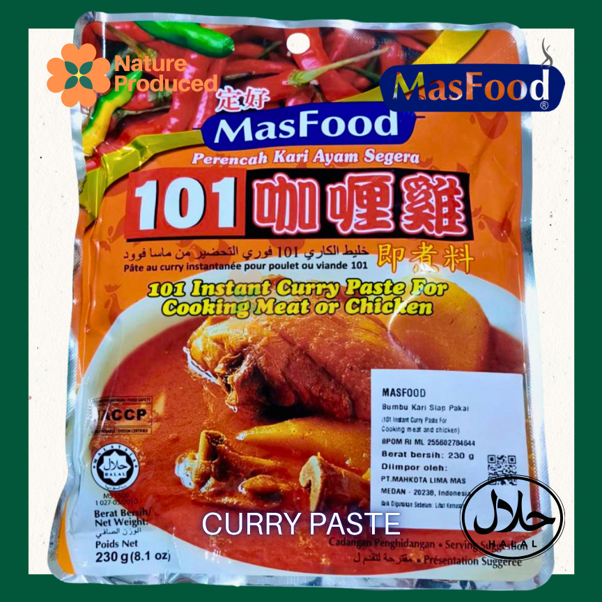 

[Masfood] 101 Instant Curry Paste 230g – Bumbu Kari Instan Ayam & Daging, Halal, Praktis, Malaysia