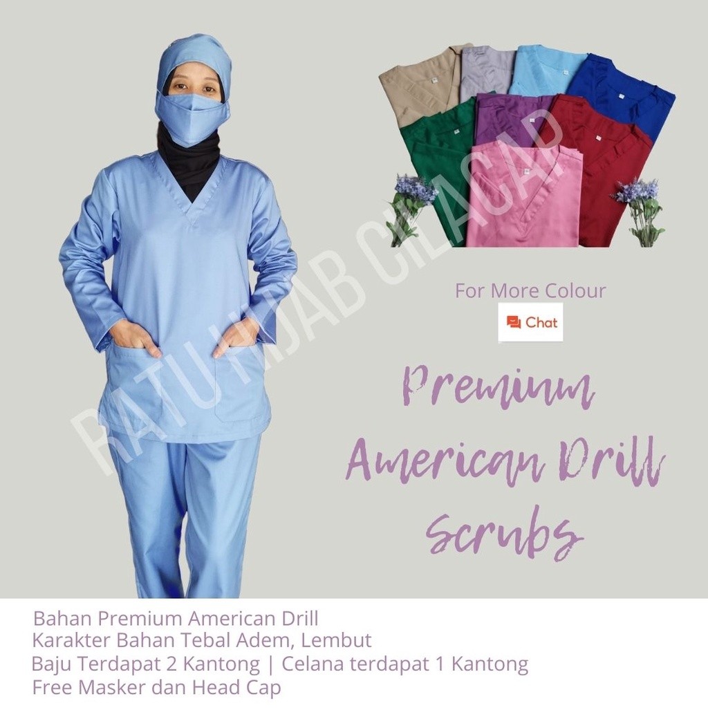Baju OK OKA Lengan Panjang  Dokter Petugas medis Perawat Jaga PREMIUM DRILL