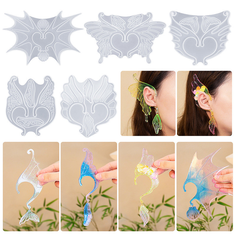 

Earbone Clip Crystal Epoxy Resin Mold DIY Elf Ear Hanging Wings Butterfly Silicone Mold