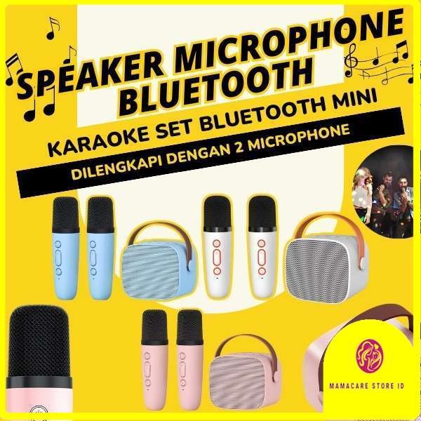 Speaker Bluetooth Wireless Super SoundBar Bas Full Bass Bigbass Karaoke Karoke Set 2 Mic Michrophone