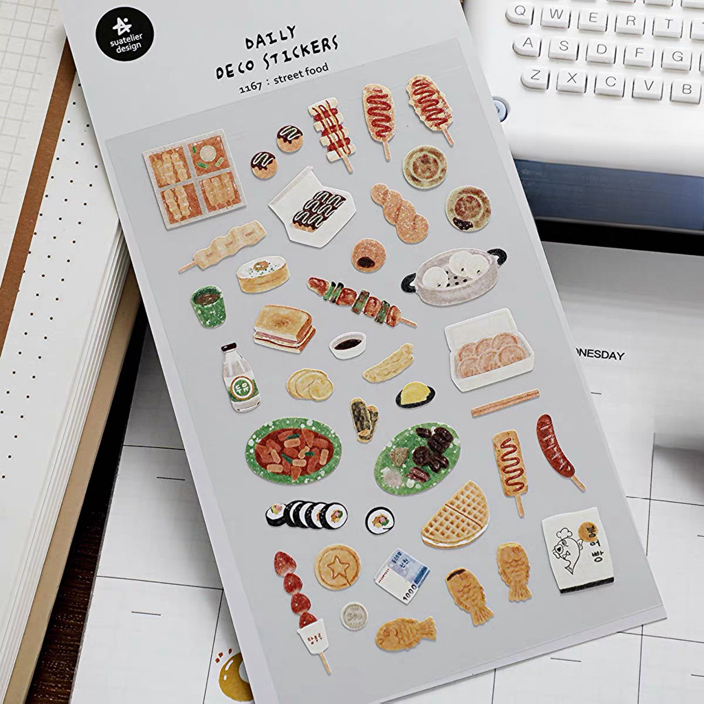 

Korean Import Original Suatelier Snack Street Food Stickers Scrapbooking Diy Journal Stationery Sticker Art Dec Supplies 1167