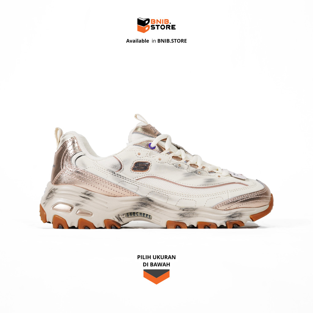 Sepatu Lifestyle Wanita Skechers W D'Lites Vintage Vision Natural Gold [150245NTGD] Original