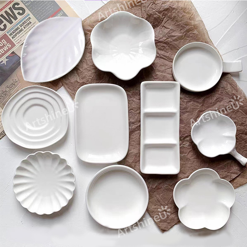 

Cute Ceramic Palettes Various Styles Portable Mini Bone China Palette Tray for Watercolor Gouache Acrylic Painting Supplies