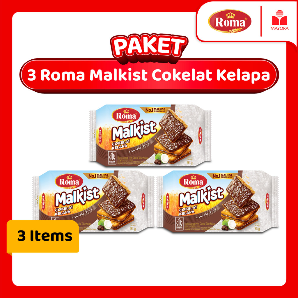 

Paket 3 Roma Malkist Cokelat Kelapa 95 Gram