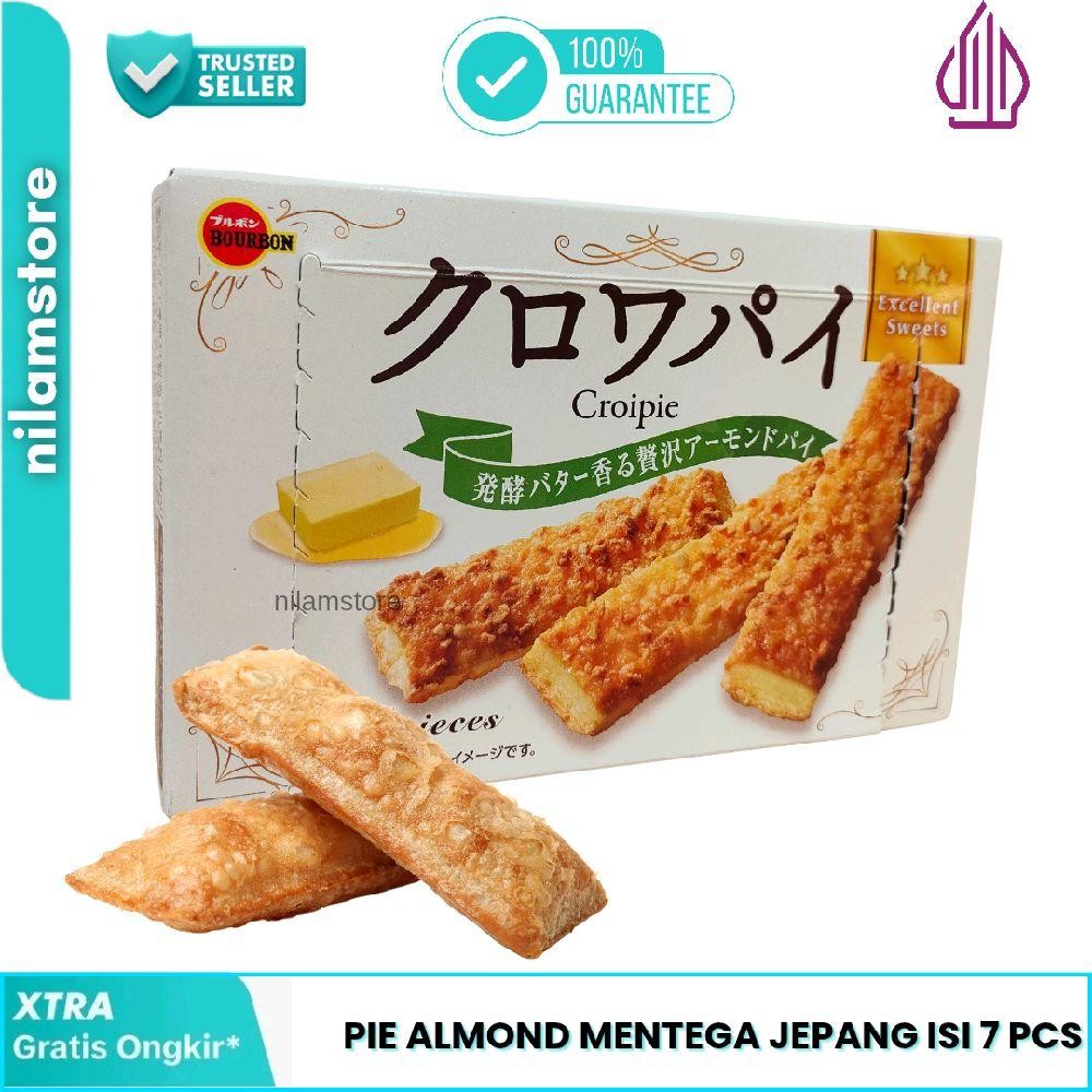 

PIE ALMOND MENTEGA JEPANG ISI 7 PCS ENAK RENYAH TIDAK TERLALU Manis Snack Food Camilan