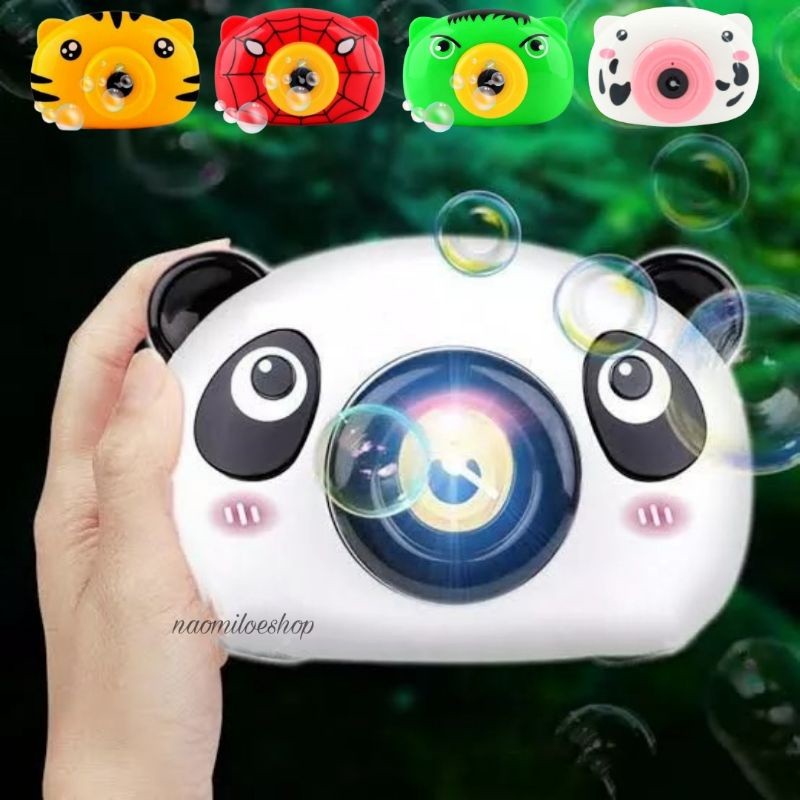 Mainan Anak Buble Camera piggy spiderman doraemon Gelembung Bebek Lucu Sabun bubble kamera